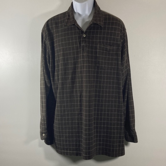 Ralph Lauren Other - Polo by Ralph Lauren Men Shirt Brown w White Long Sleeves Two Button Placket